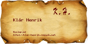 Klár Henrik névjegykártya